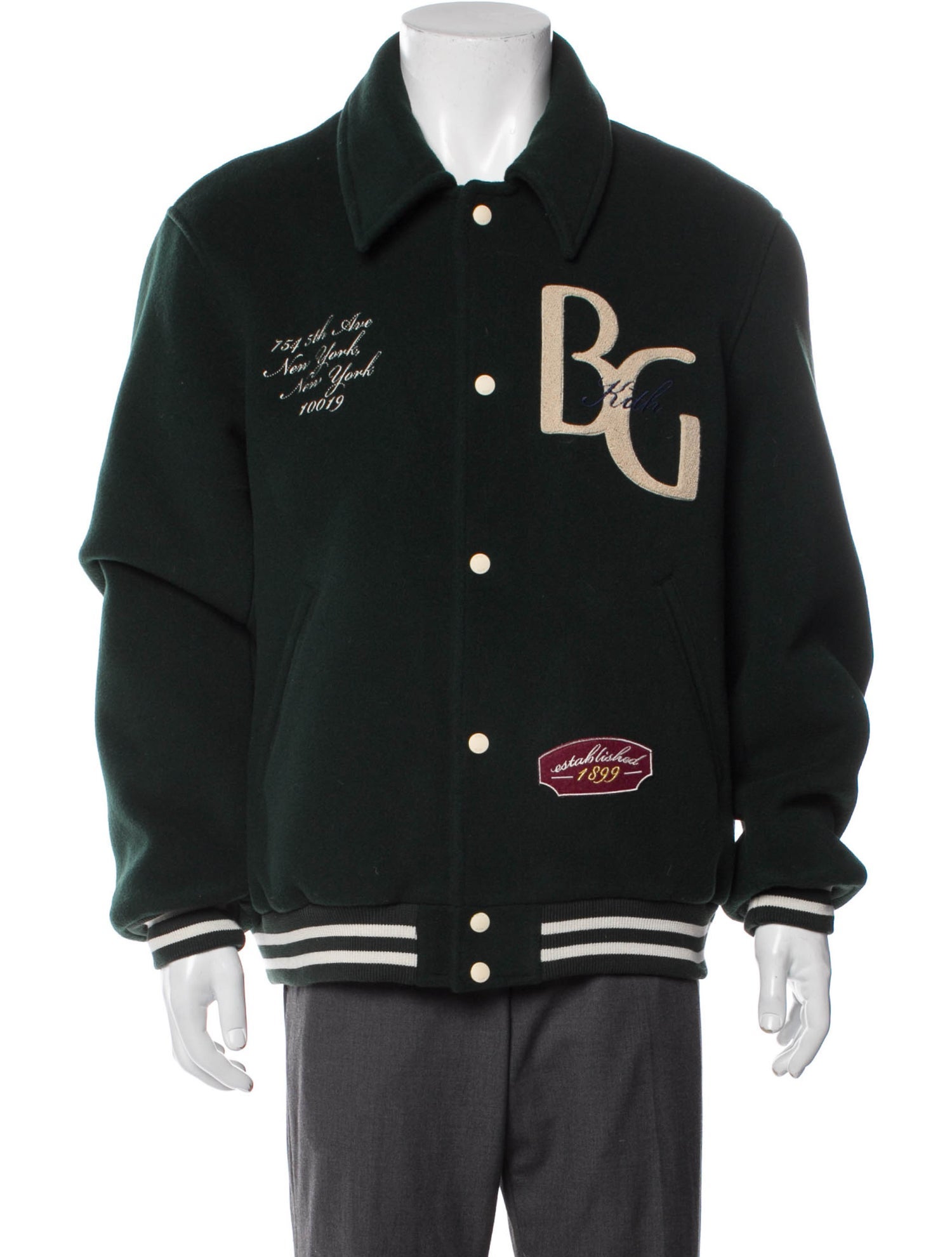 KITH x Bergdorf Goodman Virgin Wool Graphic Print Varsity Jacket w