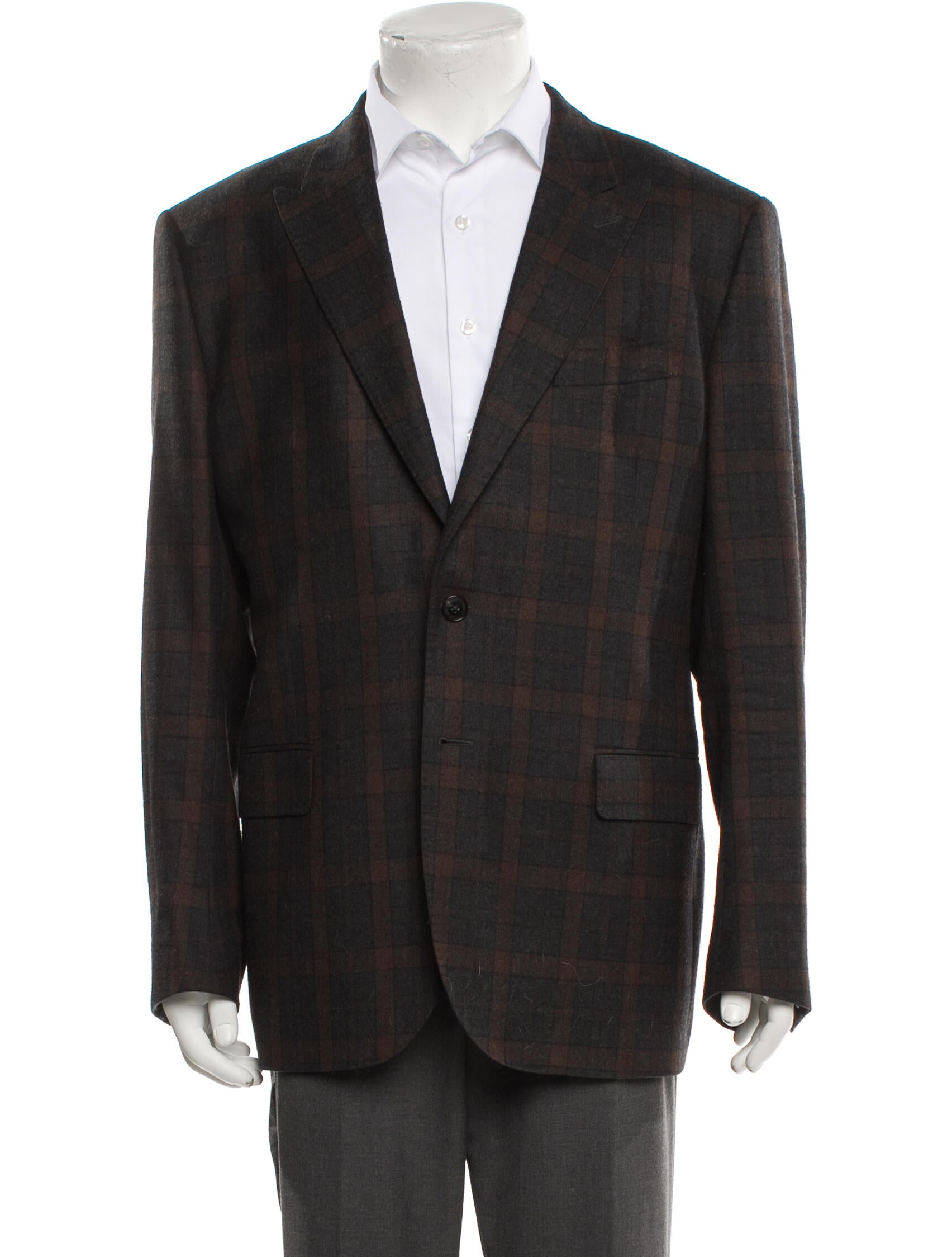 Kent & Curwen Wool Plaid Print Blazer
