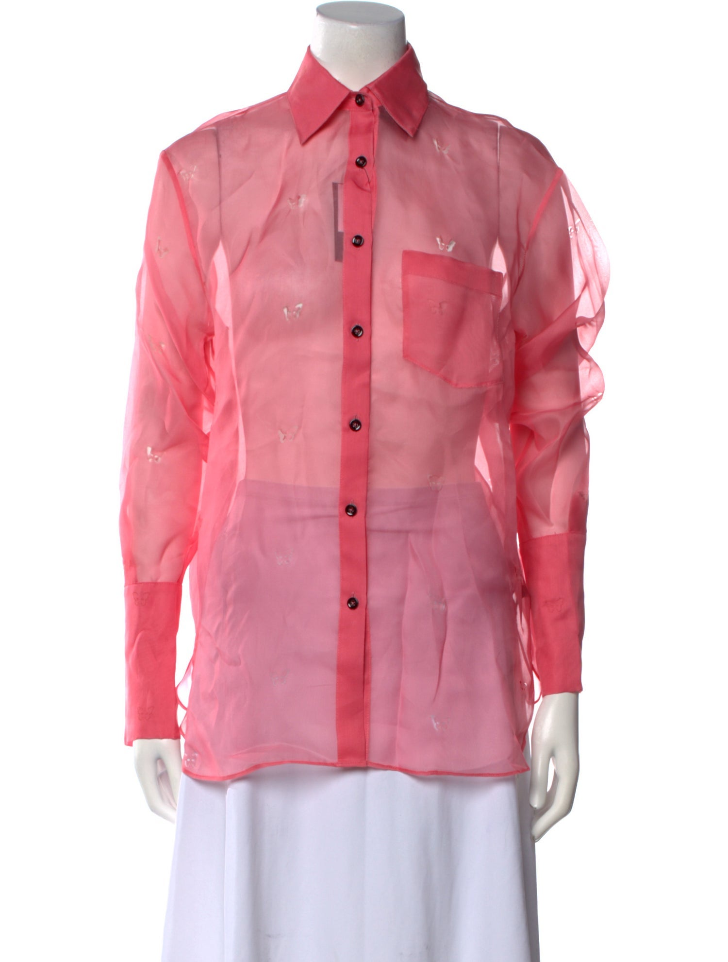 Kiki De Montparnasse Silk Long Sleeve Button-Up Top w/ Tags