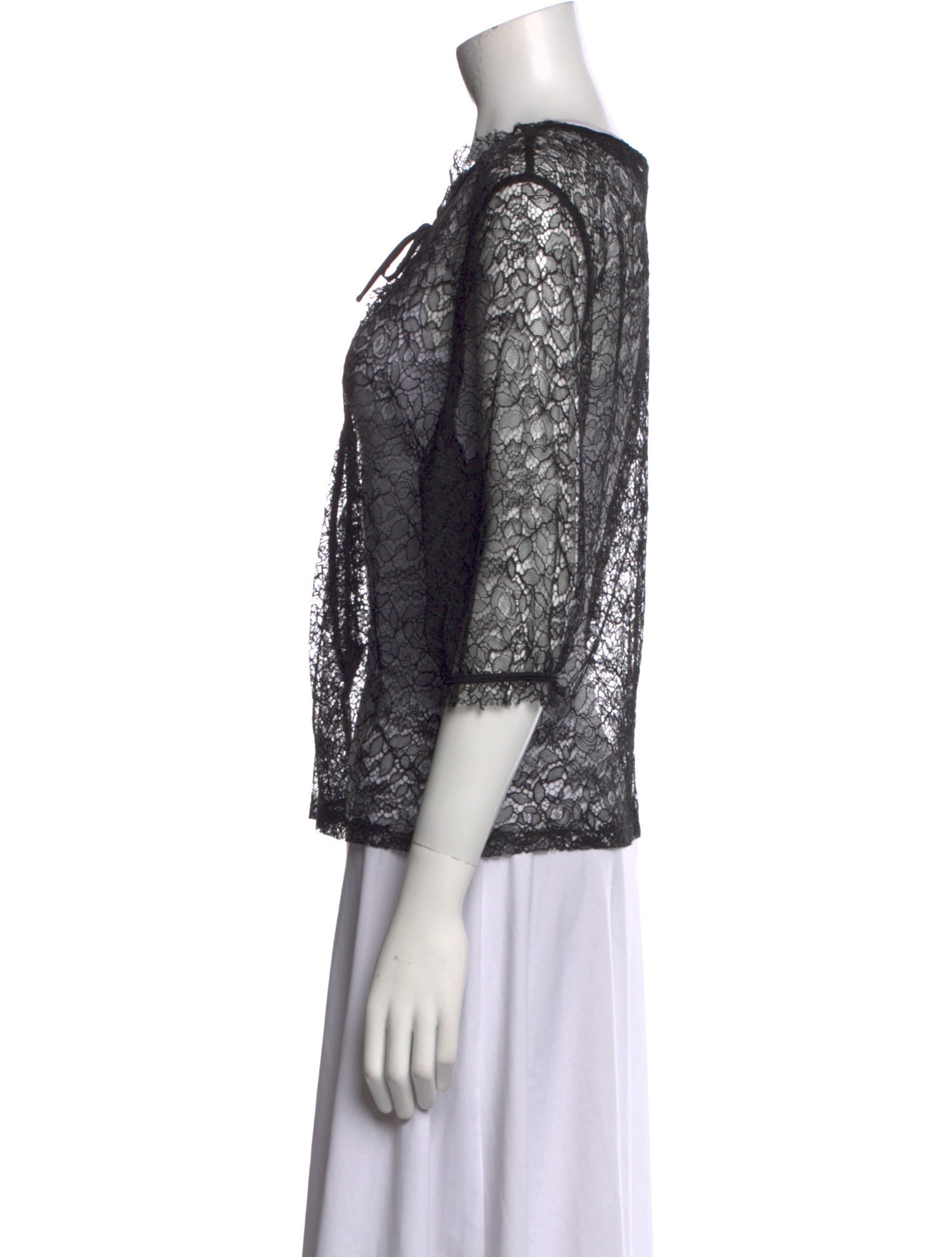 Kiki De Montparnasse Lace Pattern V-Neck Blouse
