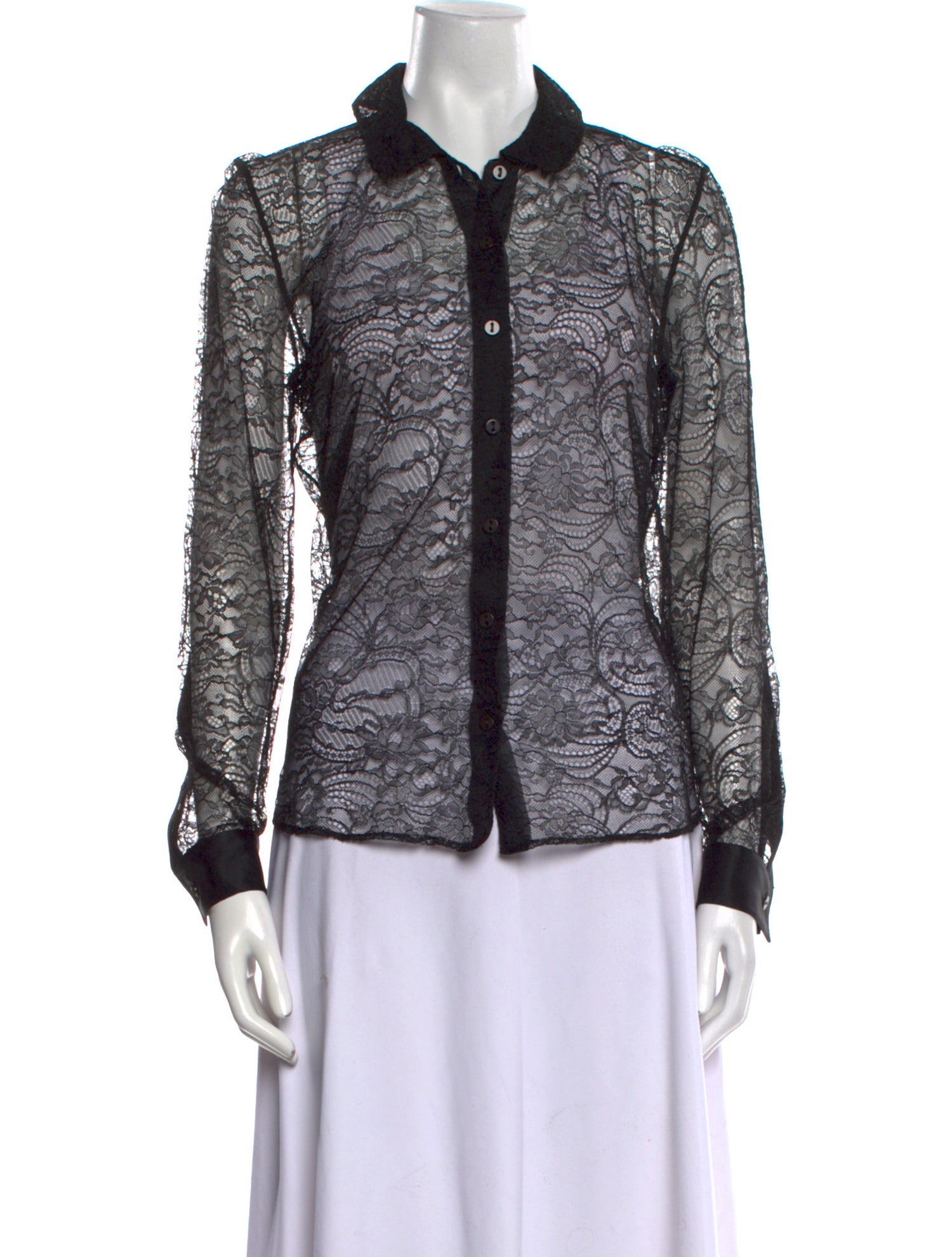 Kiki De Montparnasse Lace Pattern Long Sleeve Button-Up Top