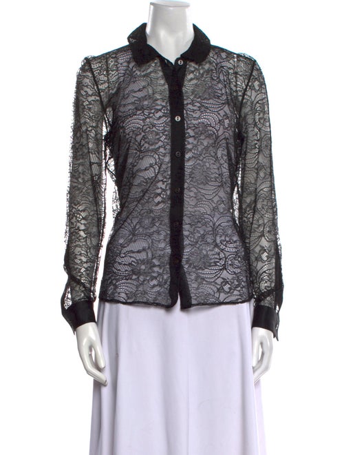 Kiki De Montparnasse Lace Pattern Long Sleeve Button-Up Top