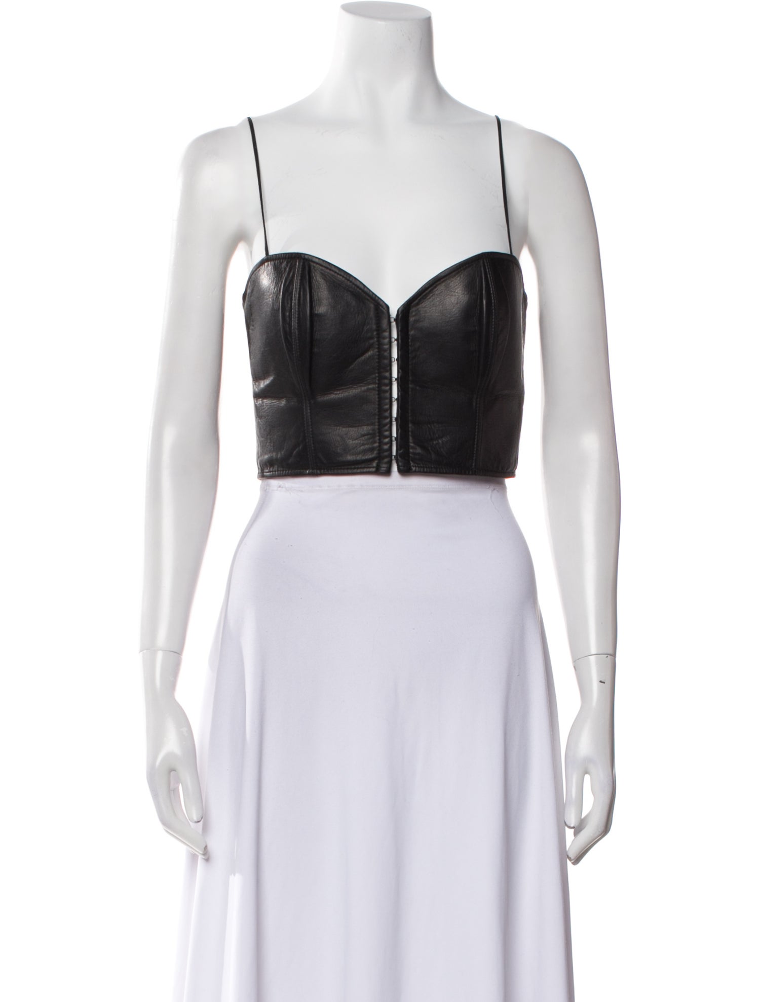 Kiki De Montparnasse Leather Square Neckline Crop Top