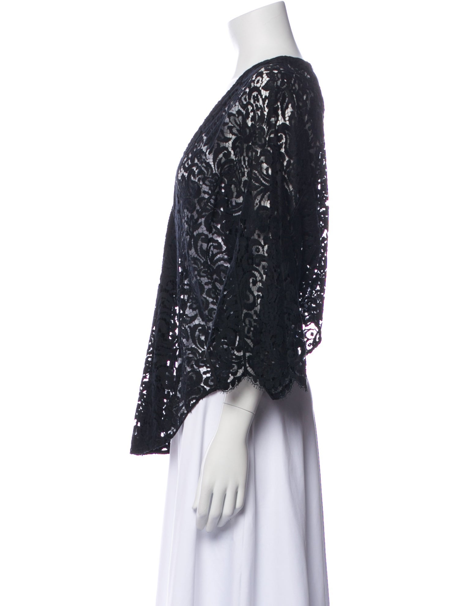 Kiki De Montparnasse Lace Pattern V-Neck Blouse