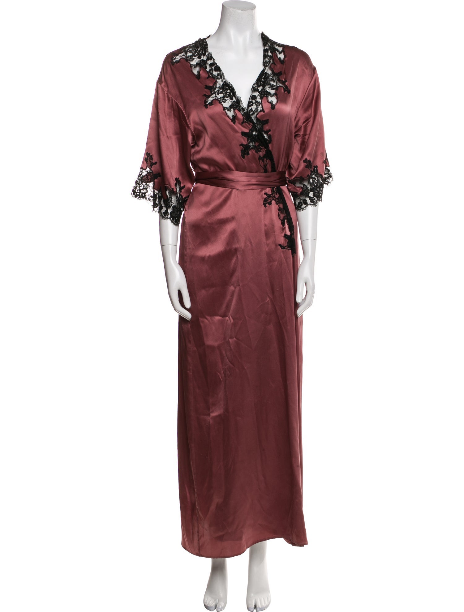 Kiki De Montparnasse Silk Lace Trim Embellishment Robe