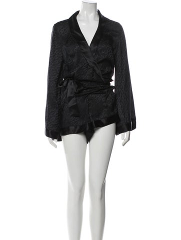 Pre-owned Kiki De Montparnasse Silk Robe In Black