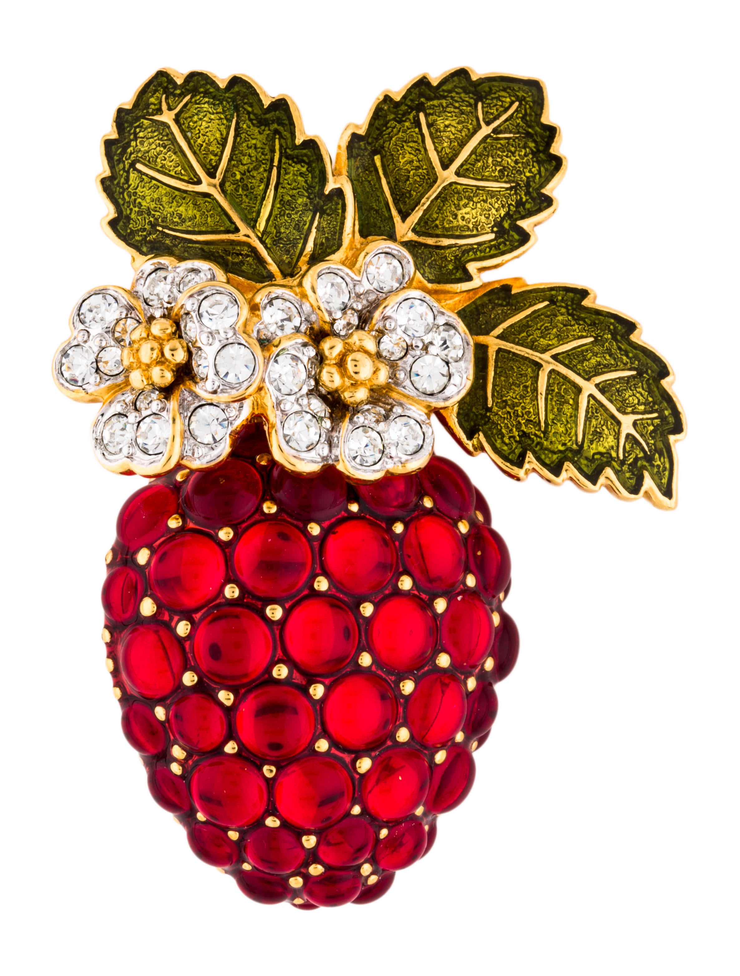 Kenneth Jay Lane ケネスジェイレーン ストロベリー ブローチ Kenneth Jay Lane Strawberry Brooch. For Sale at Ruby Lane