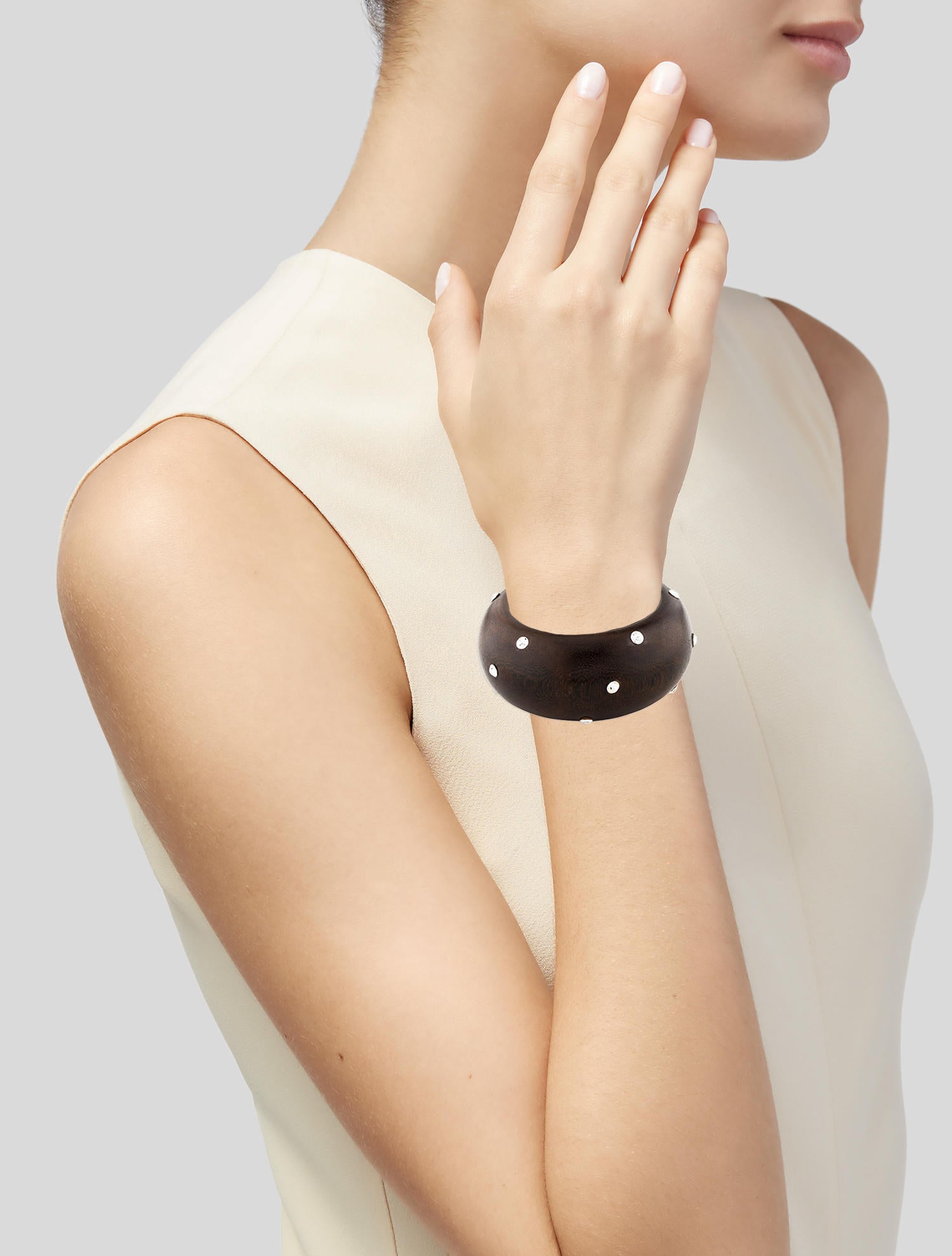 Kenneth Jay Lane Crystal Wooden Bangle