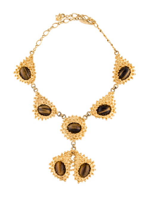 Kenneth Jay Lane Tiger's Eye Collar Necklace Gold