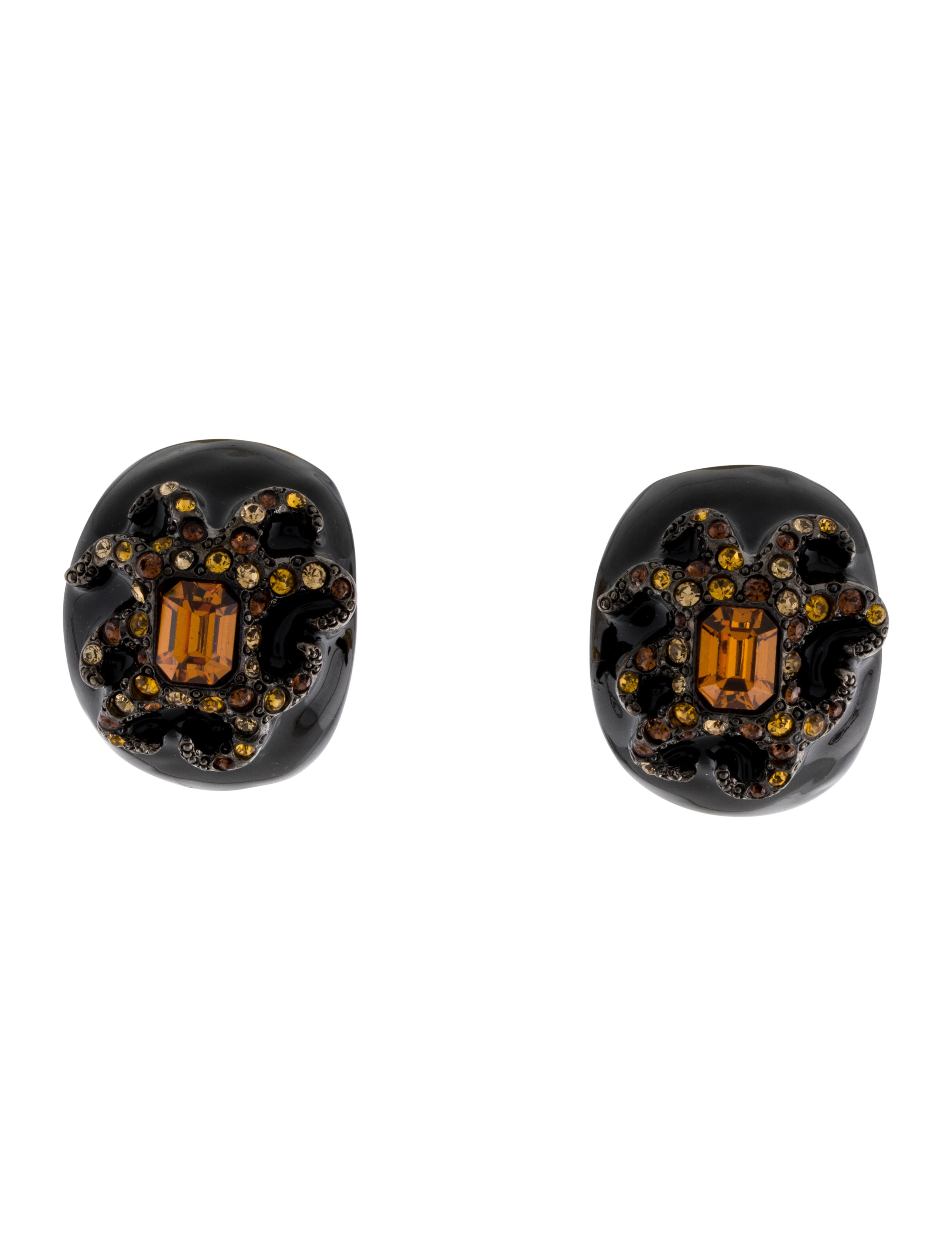 Kenneth Jay Lane Crystal & Enamel Ear Clips