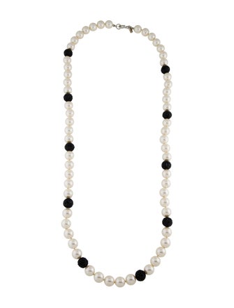 Kenneth Jay Lane Faux Pearl & Crystal Necklace