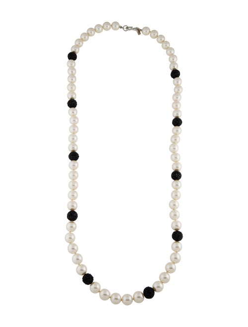 Kenneth Jay Lane Faux Pearl & Crystal Necklace