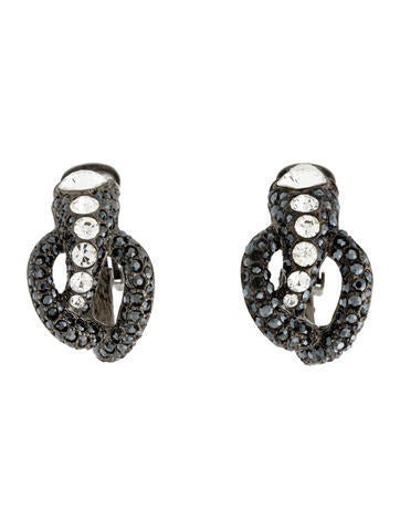 Kenneth Jay Lane Clip-On Crystal Clip On Hoop Earrings