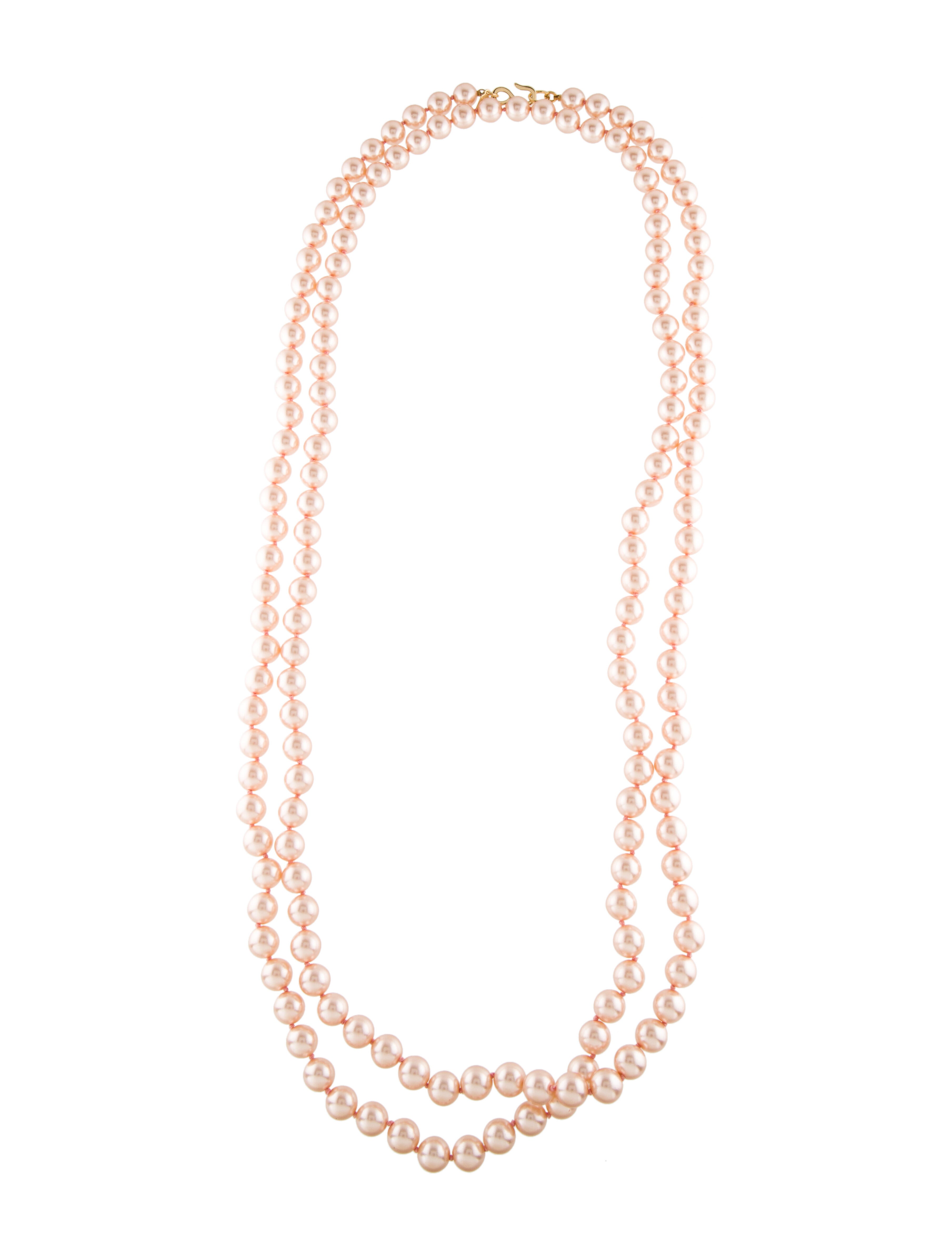 Jay Lane Faux Pearl Rope Necklace Pink, GoldTone Metal Bead