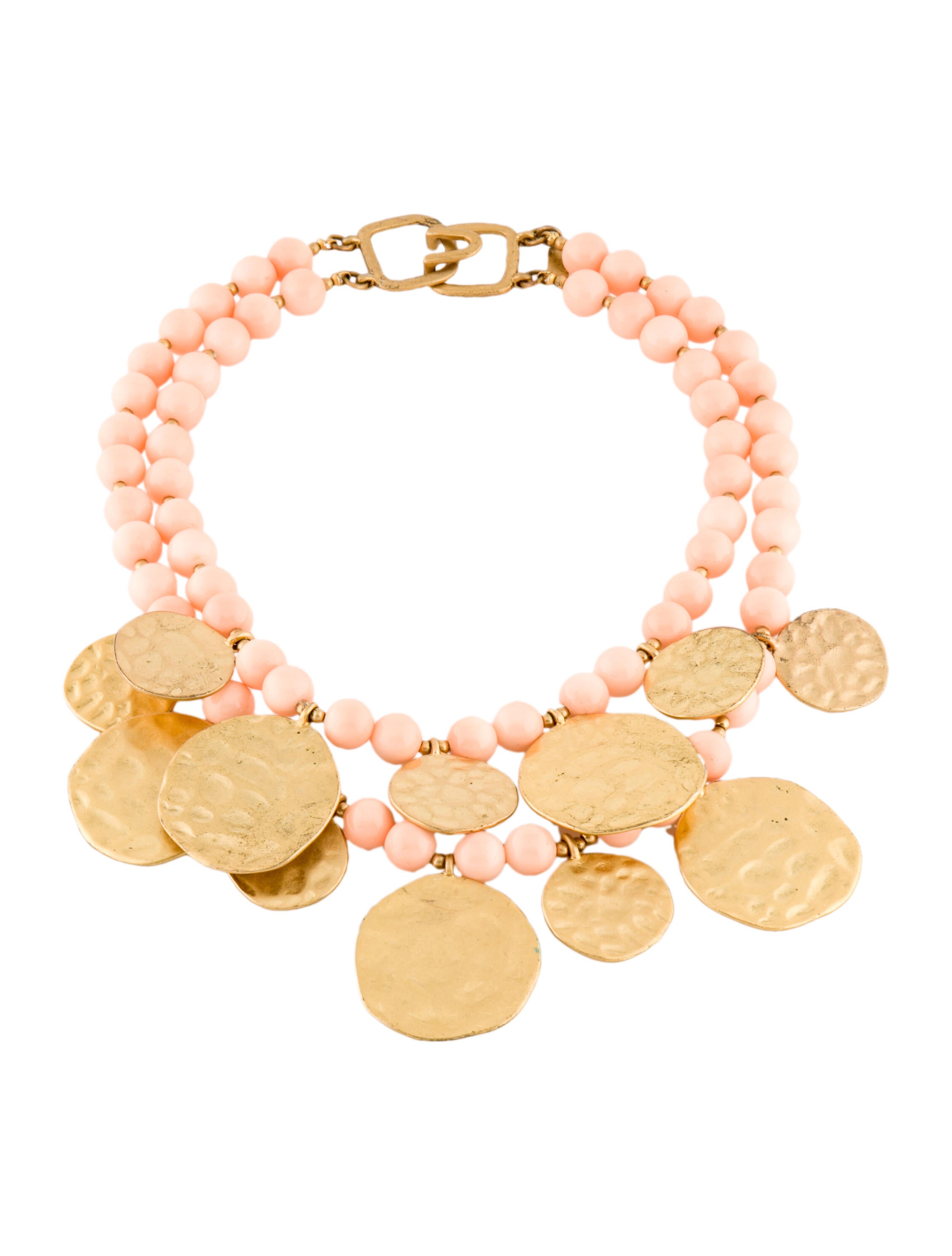 Jay Lane Resin, Bead & Golden Disc Double Strand Necklace