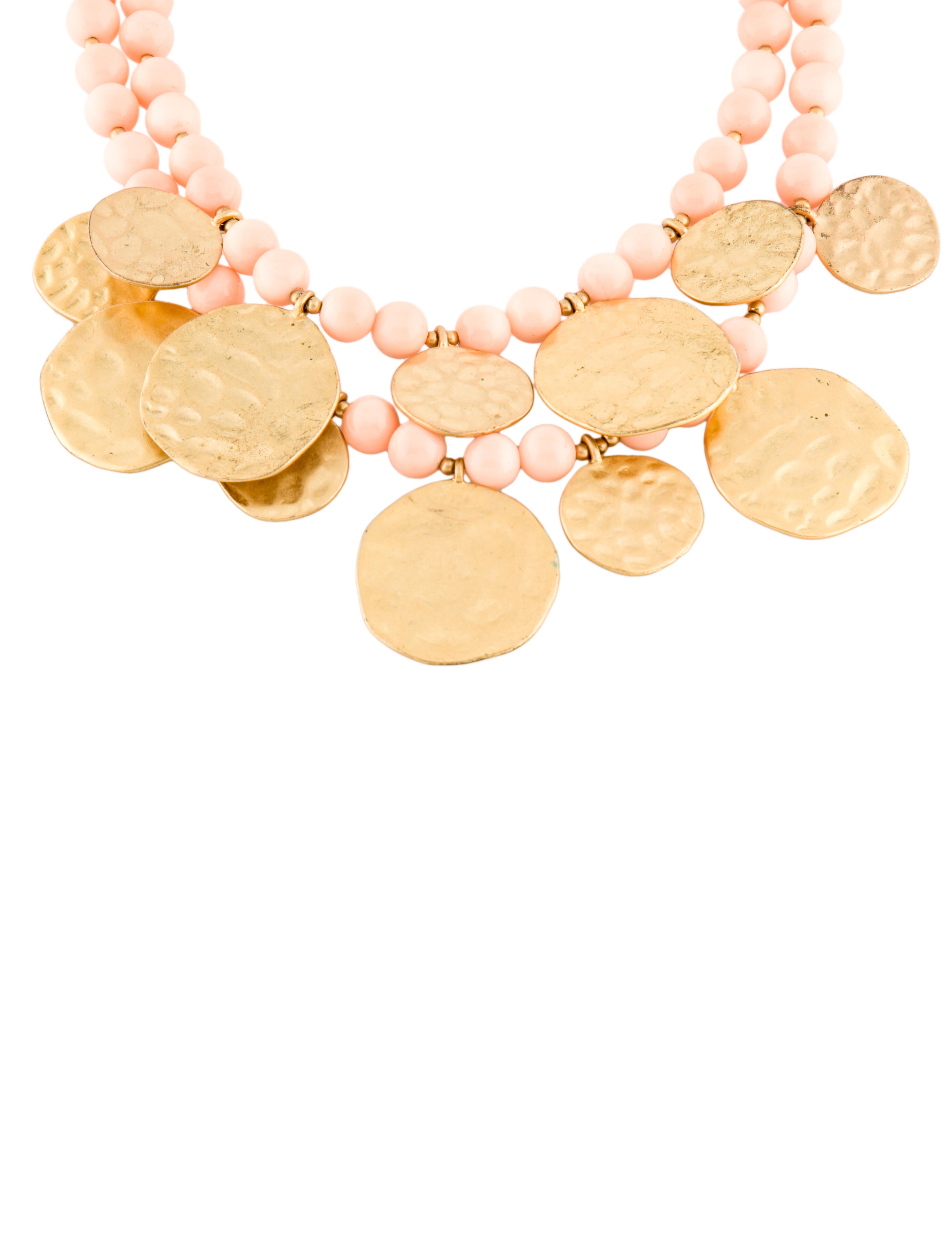 Jay Lane Double Strand Medallion Necklace Orange, GoldTone