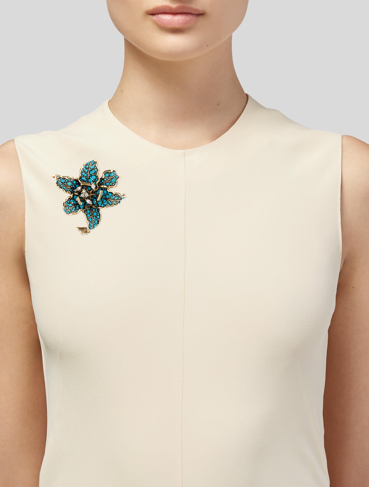 Jay Lane Crystal & Resin Flower Brooch Blue, GoldTone Metal
