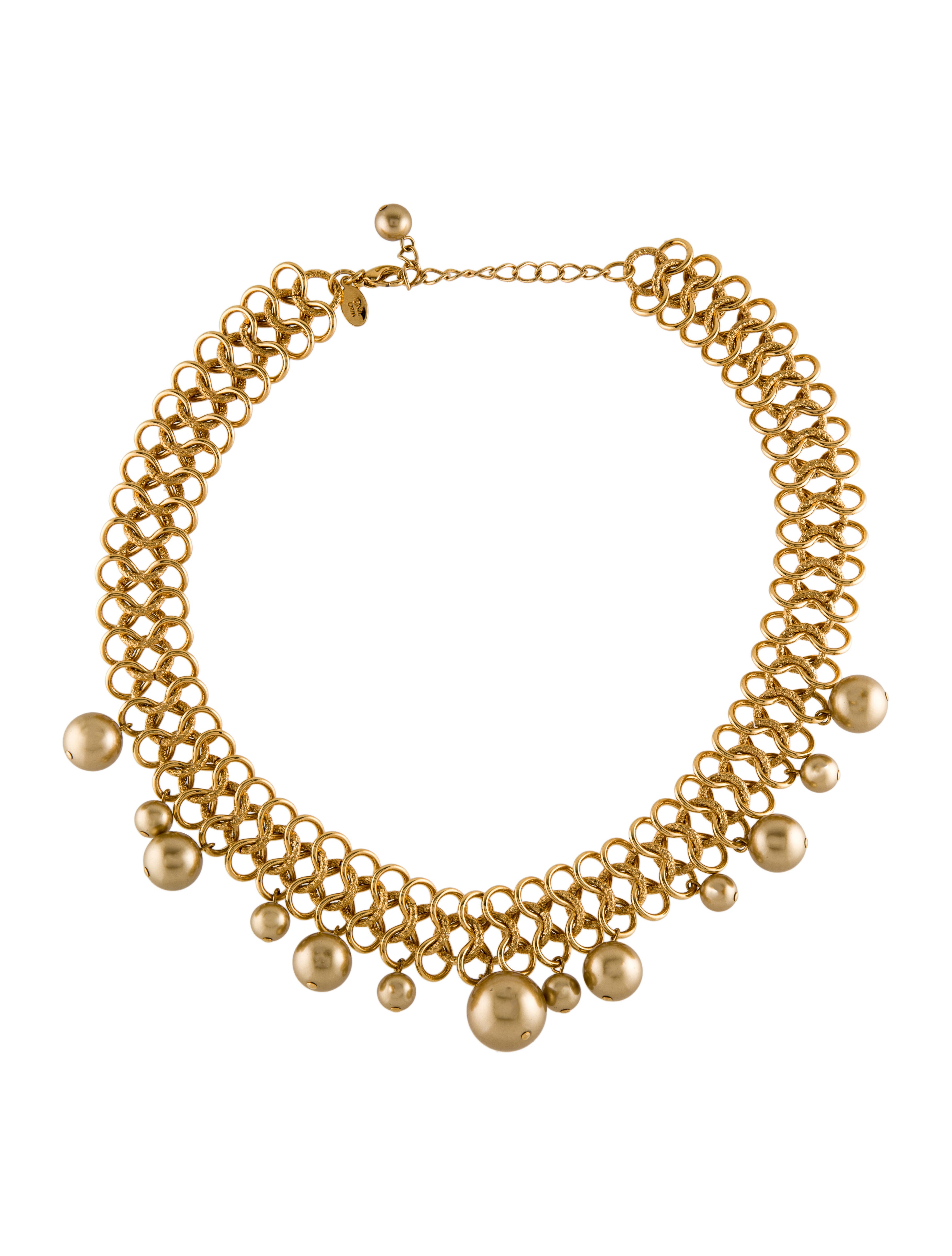 Jay Lane Faux Pearl Collar Necklace GoldTone Metal Collar