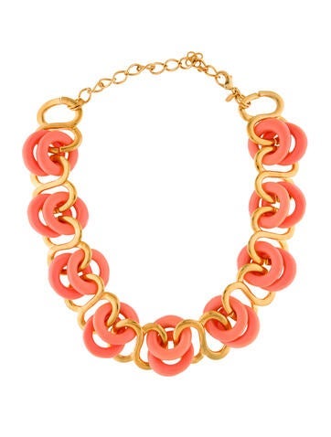 Kenneth Jay Lane Chain Resin Rings Link Necklace