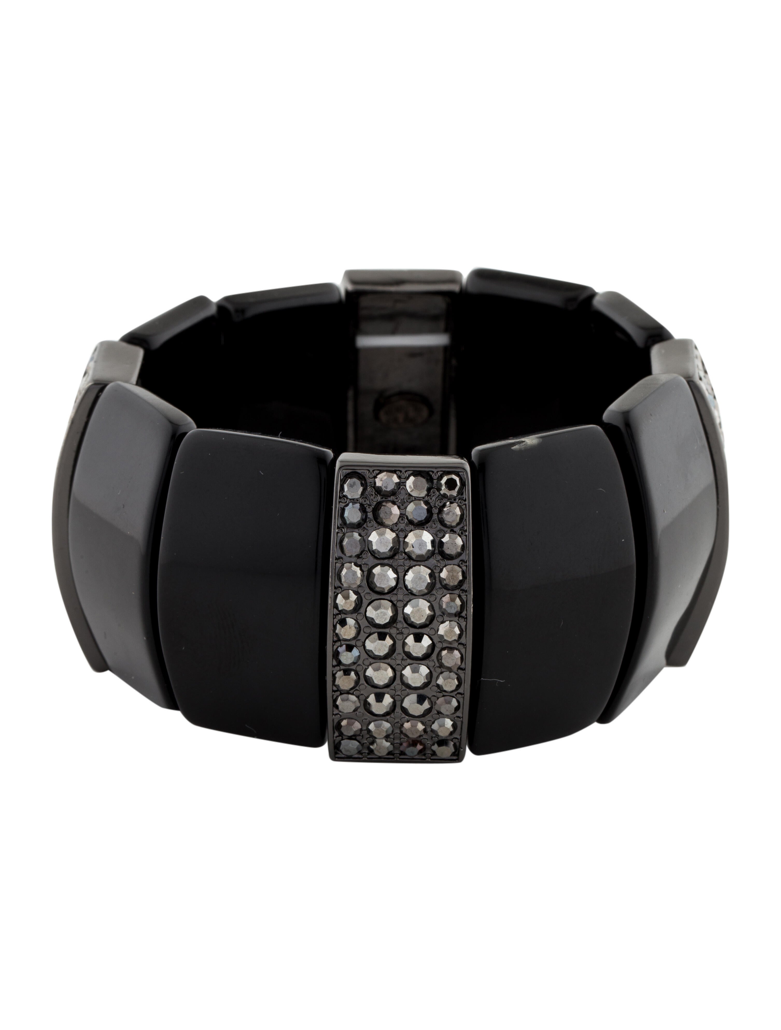 Kenneth Jay Lane Crystal and Resin Stretch Wedge Bracelet