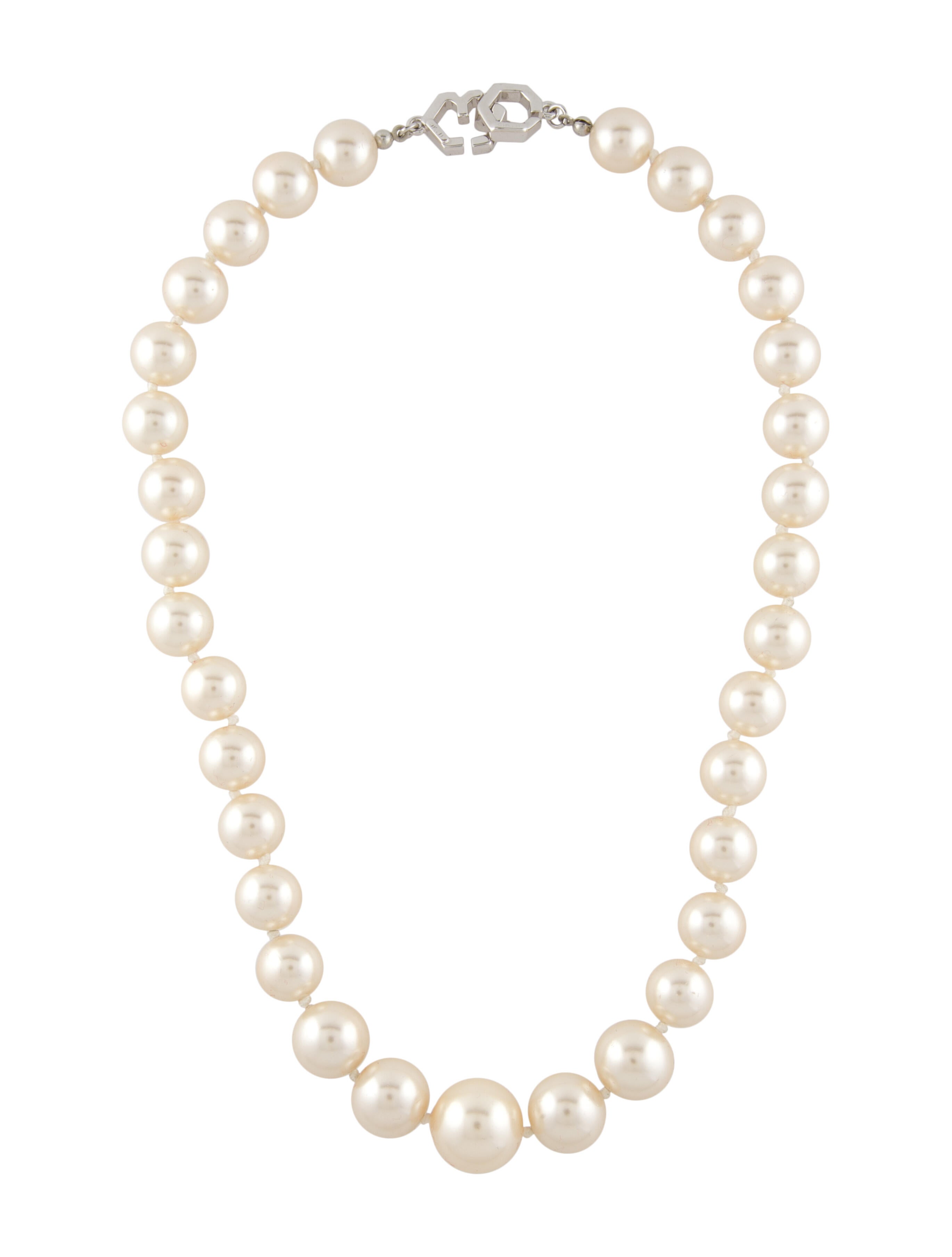 Jay Lane Faux Pearl Collar Necklace SilverTone Metal Bead