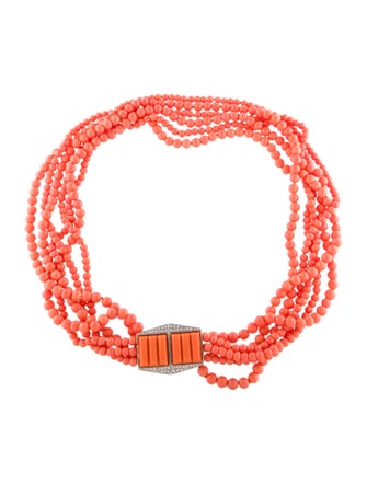 Kenneth Jay Lane Resin and Crystal Bead Multistrand Necklace