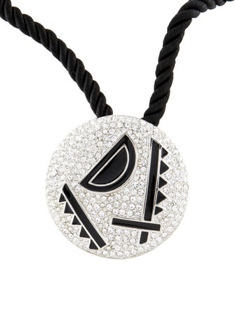 Kenneth Jay Lane Enamel & Crystal Cord Pendant Brooch