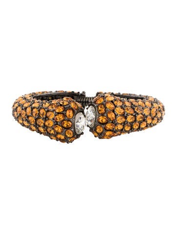 Kenneth Jay Lane Bangle Crystal Sided Hinged Bracelet