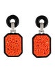 Kenneth Jay Lane Carved Resin Deco Clip-On Drop Earrings