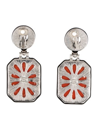 Kenneth Jay Lane Carved Resin Deco Clip-On Drop Earrings