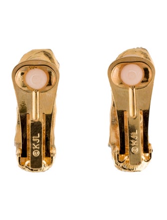 Kenneth Jay Lane Enamel & Crystal Twisted Clip-On Earrings