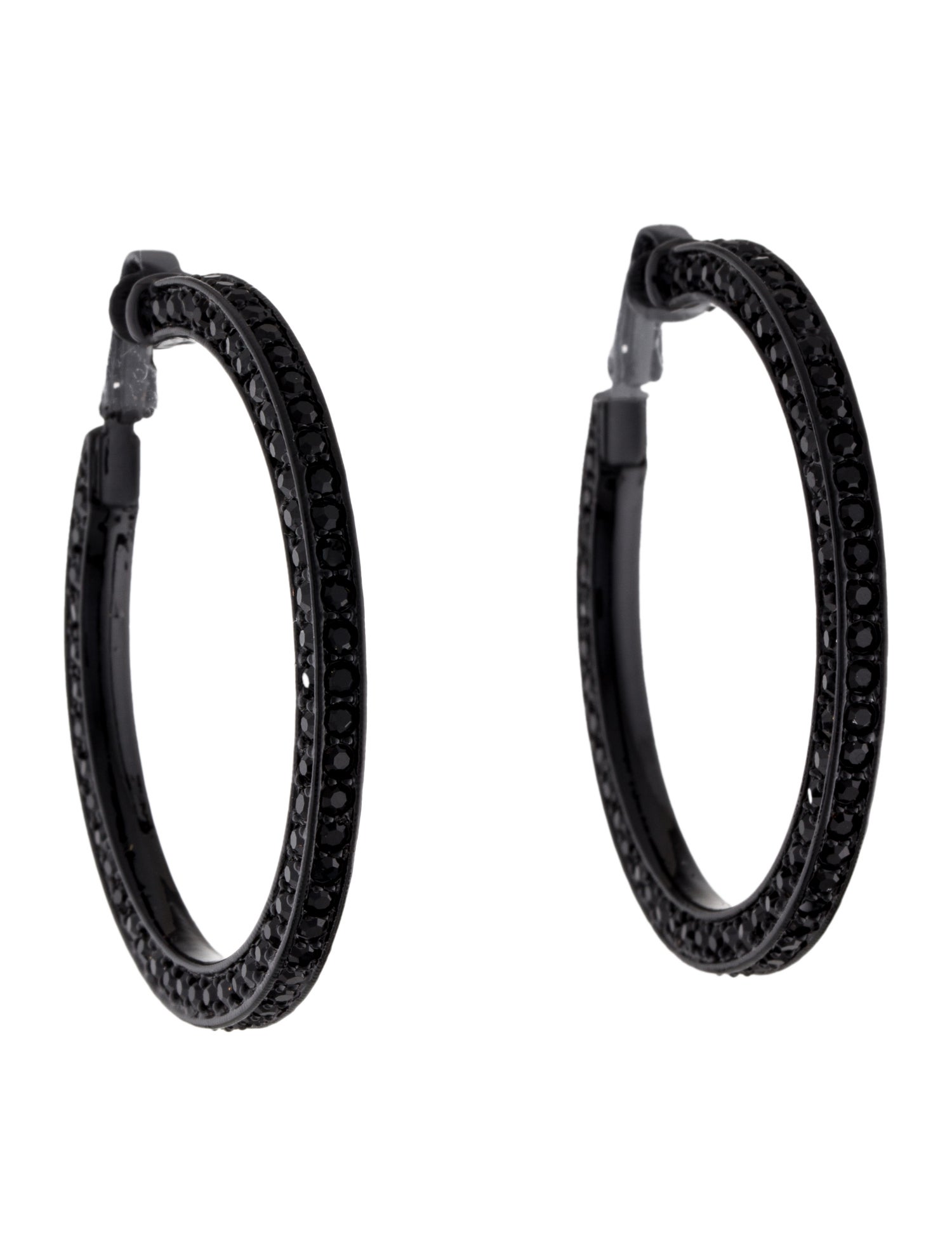 Jay Lane Crystal ClipOn Hoop Earrings Black, Brass ClipOn