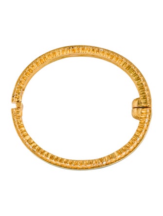 Kenneth Jay Lane Crystal & Enamel Hinged Bangle Bracelet