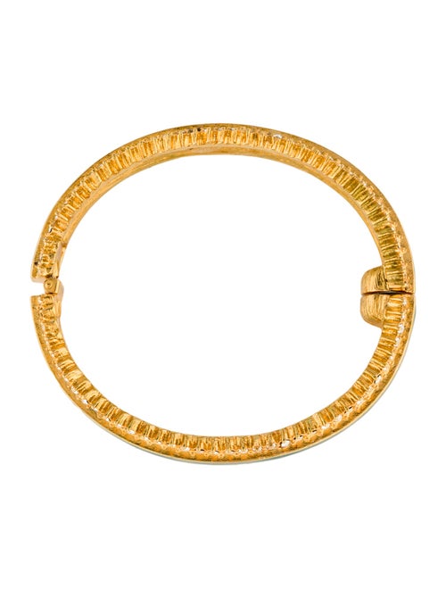 Kenneth Jay Lane Crystal & Enamel Hinged Bangle Bracelet