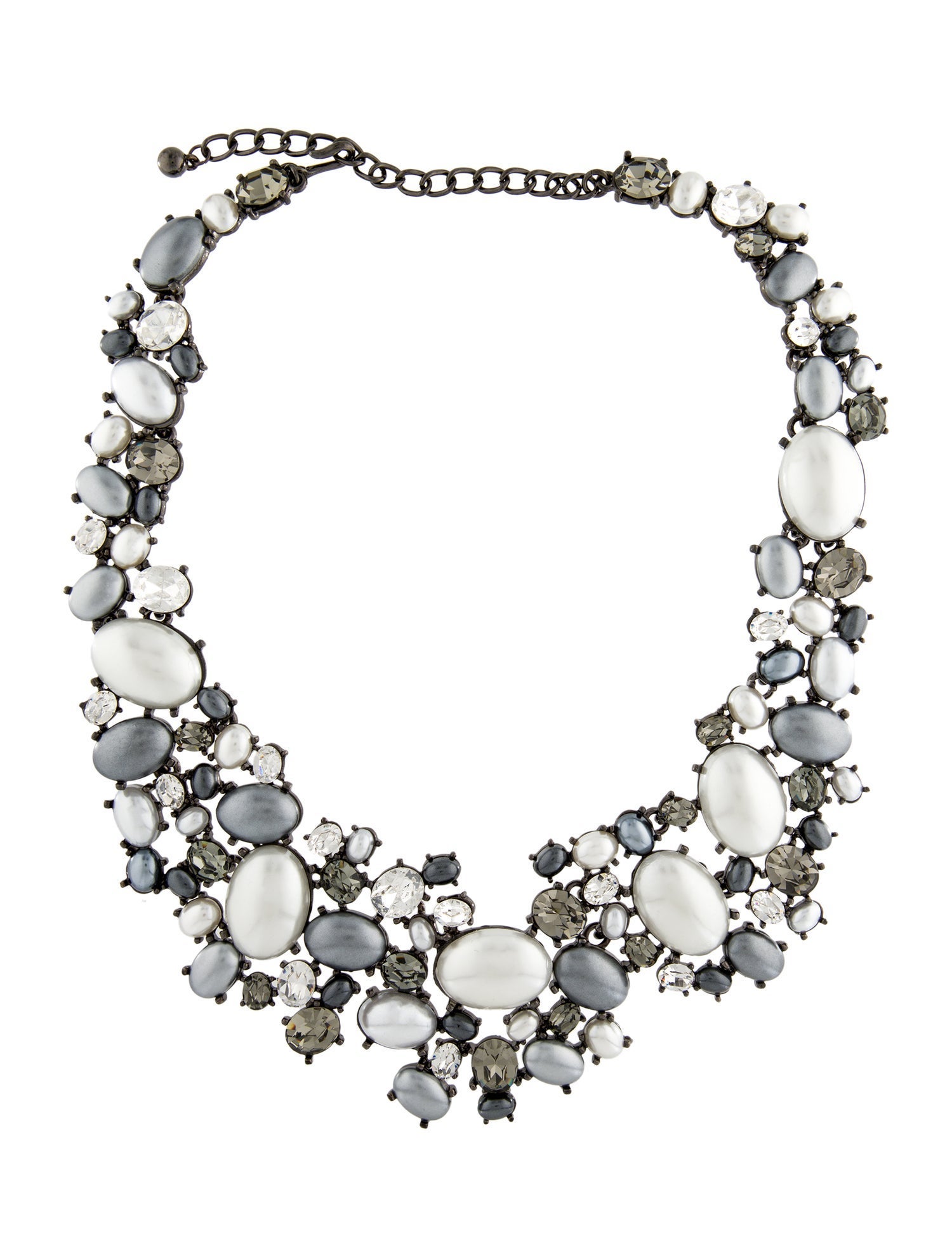 Kenneth Jay Lane Crystal & Faux Pearl Collar Necklace
