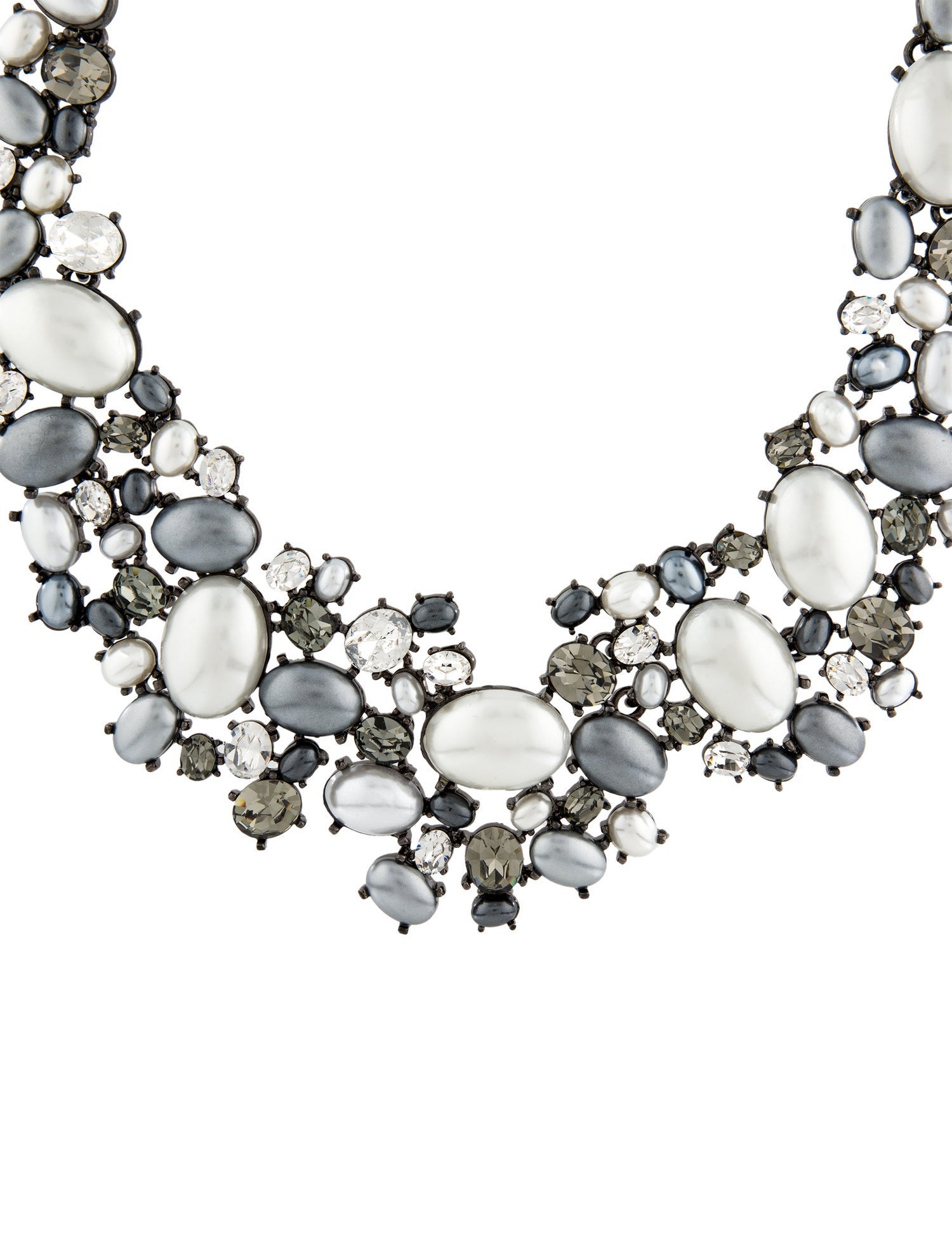 Kenneth Jay Lane Crystal & Faux Pearl Collar Necklace