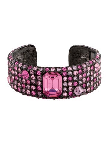 Kenneth Jay Lane Cuff Crystal Pavé Hinged Bracelet