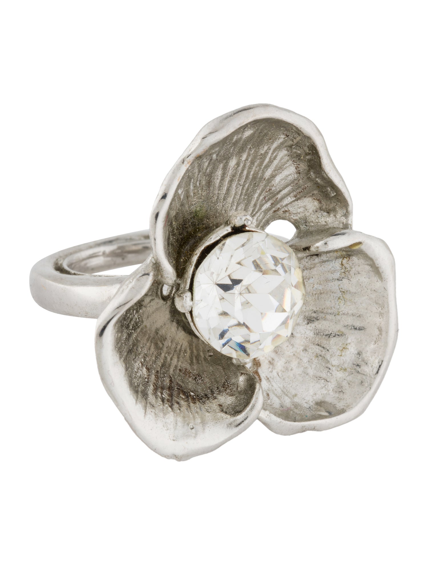 Kenneth Jay Lane Crystal Flower Cocktail Ring