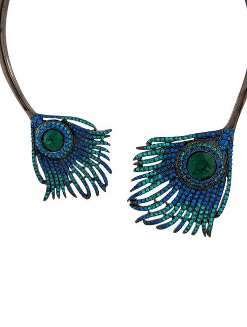 Kenneth Jay Lane Crystal Feather Choker Necklace