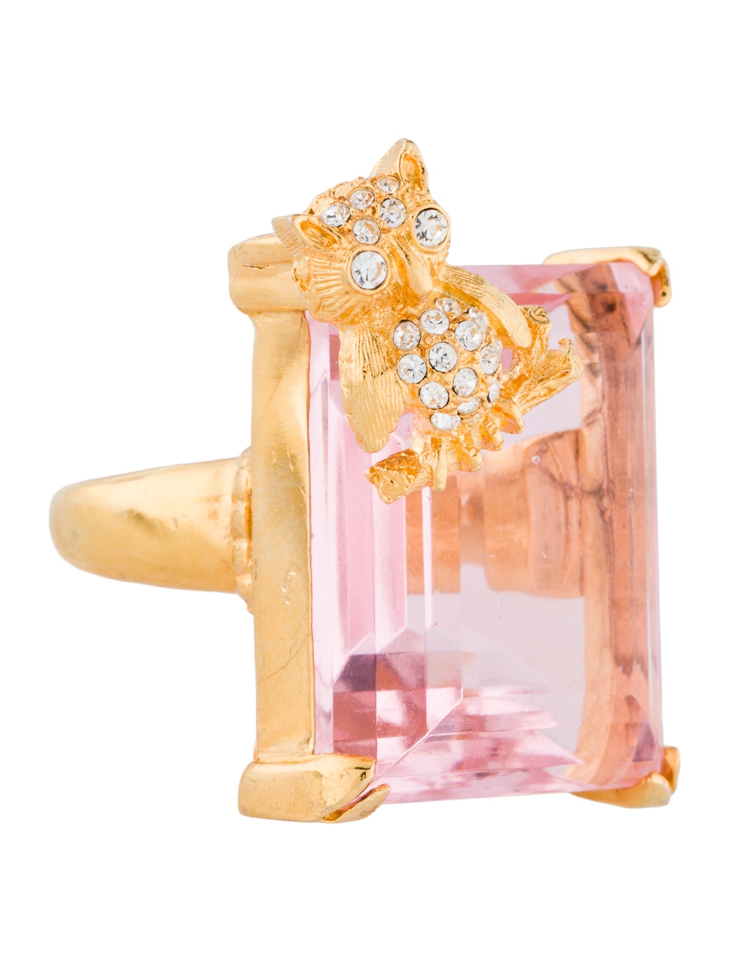 Kenneth Jay Lane Crystal Owl Cocktail Ring