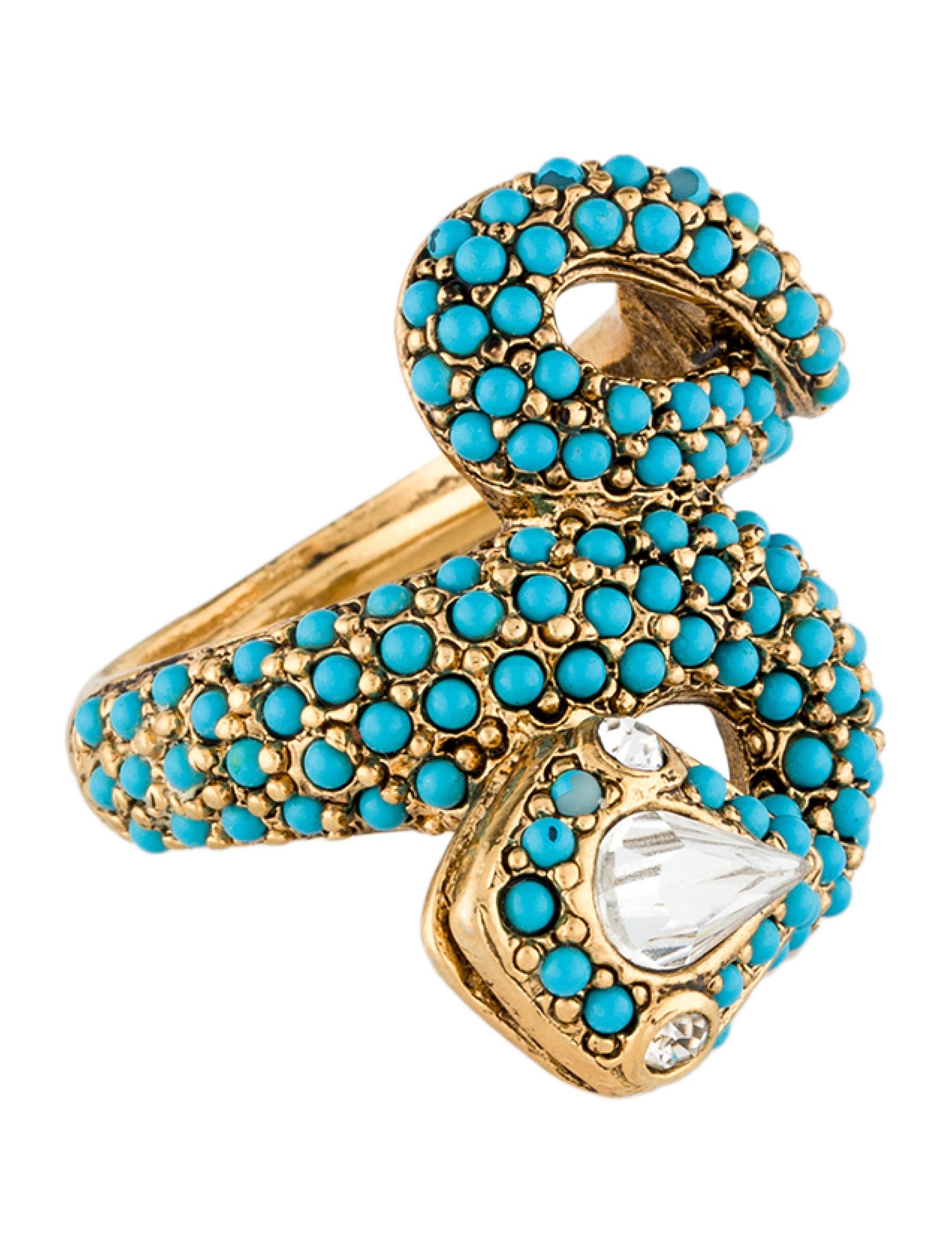 Kenneth Jay Lane Crystal & Resin Serpent Cocktail Ring