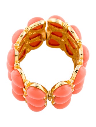 Kenneth Jay Lane Crystal & Resin Cabochon Hinged Bangle Bracelet