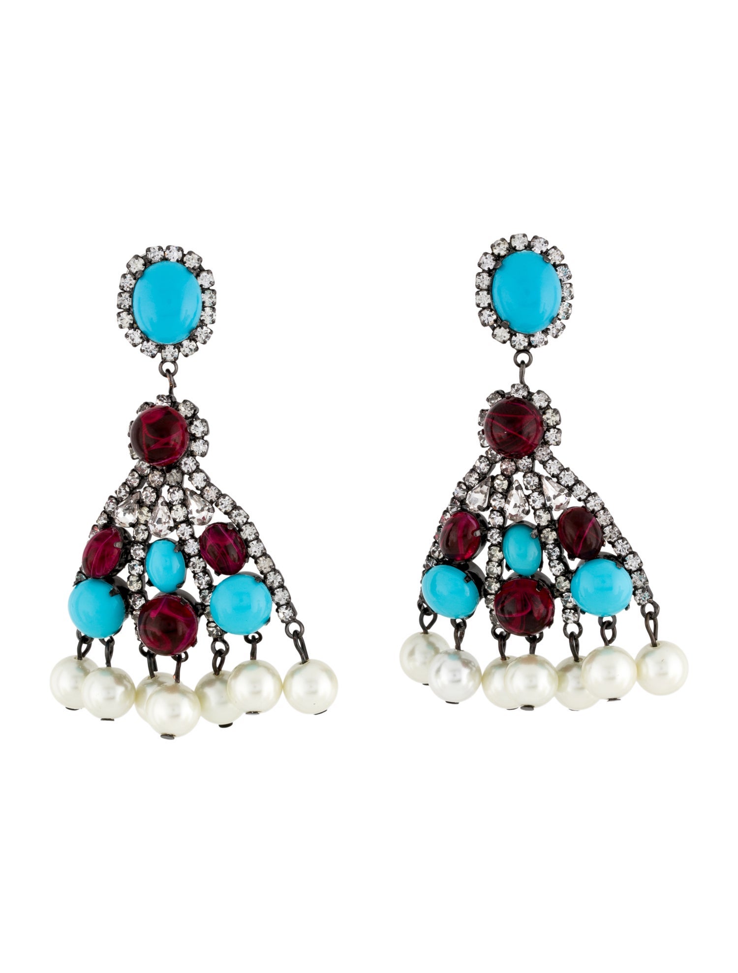 Kenneth Jay Lane Faux Pearl, Resin & Crystal Drop Earrings