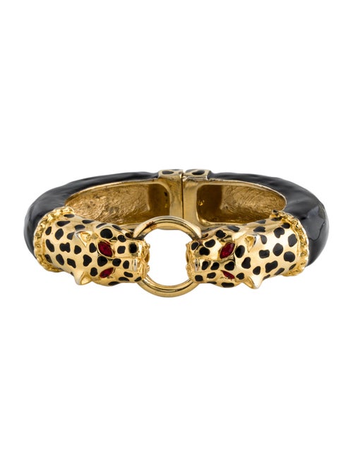 Kenneth Jay Lane Enamel & Crystal Jungle Cat Bracelet