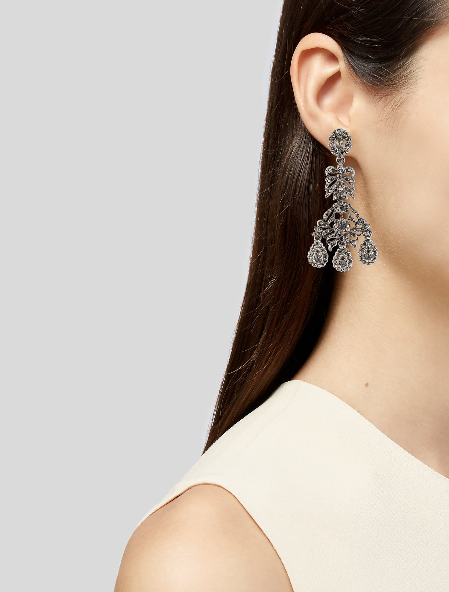 Kenneth Jay Lane Rhinestone Drop Clip-On Earrings