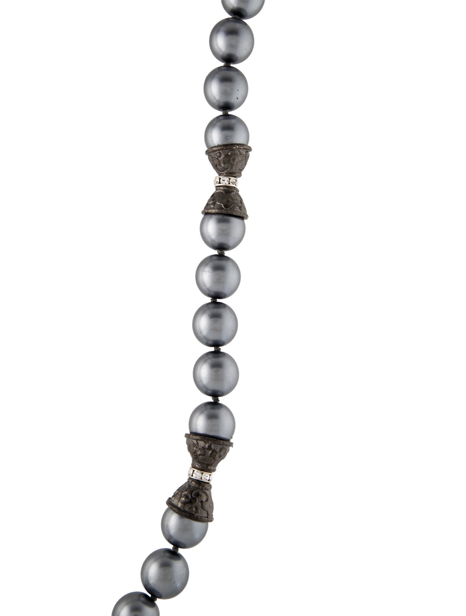 Kenneth Jay Lane Faux Pearl & Crystal Bead Strand Necklace