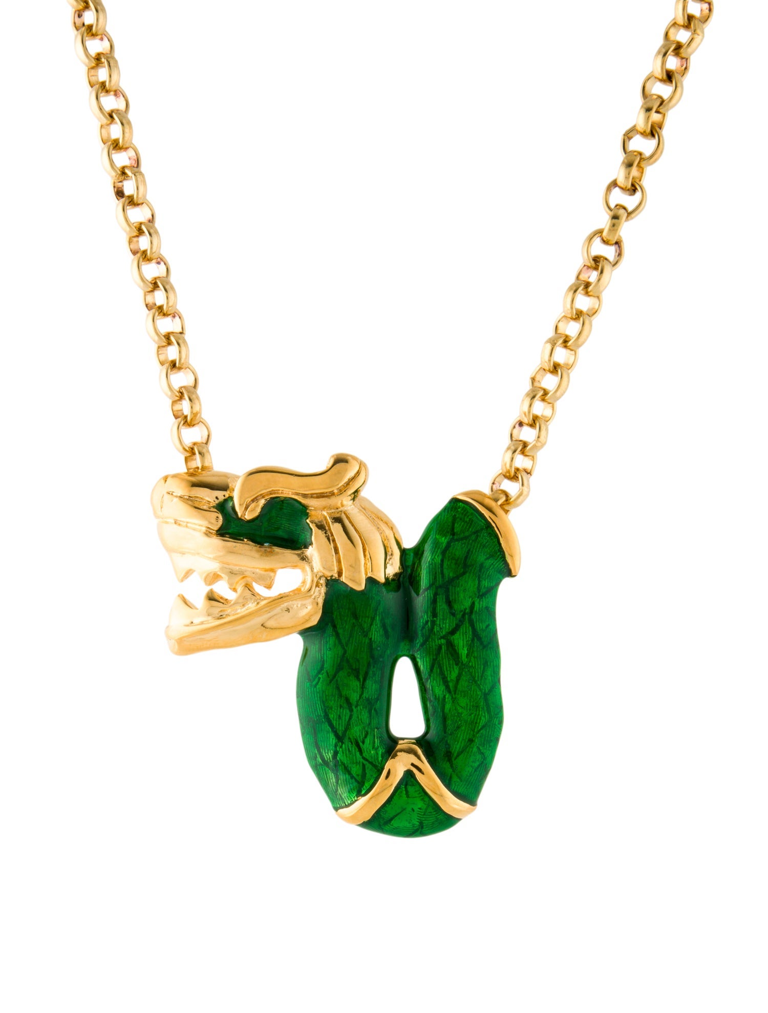 Kenneth Jay Lane Enamel Dragon Pendant Necklace