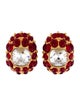 Kenneth Jay Lane Crystal & Resin Cabochon Clip-On Earrings