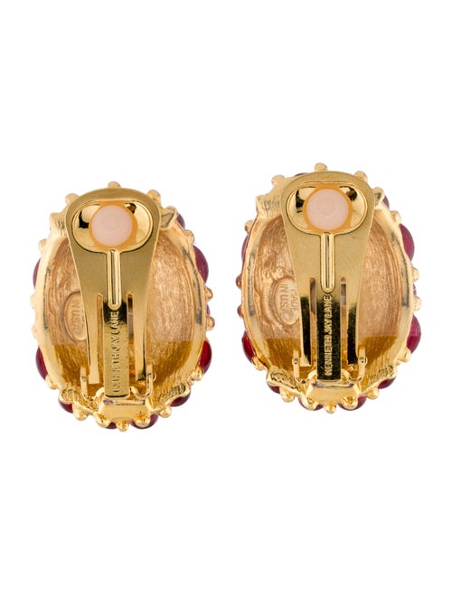 Kenneth Jay Lane Crystal & Resin Cabochon Clip-On Earrings