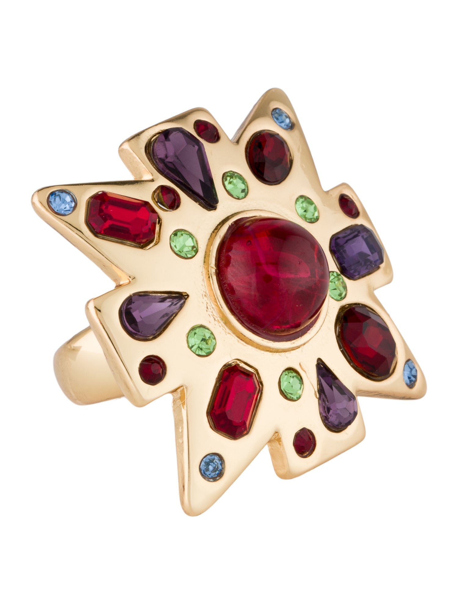 Kenneth Jay Lane Crystal & Resin Maltese Cocktail Ring